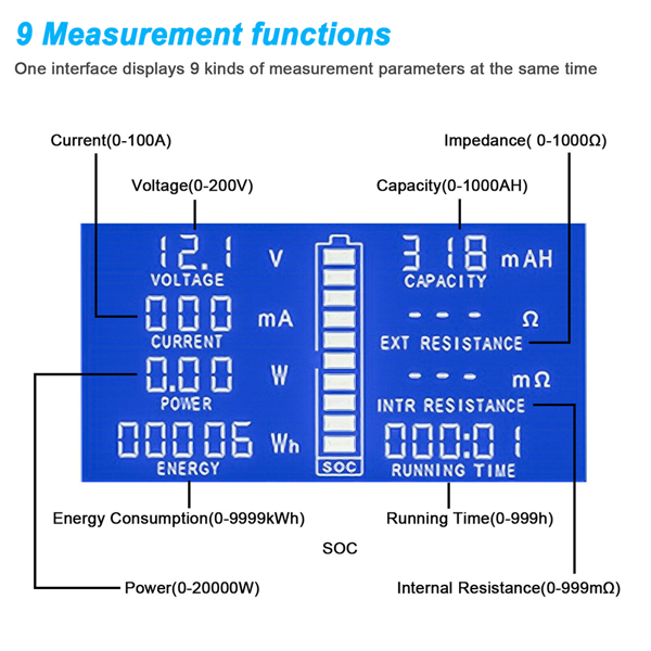 通用直流电压电流功率容量测试仪 100A-8