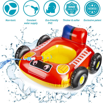 儿童泳池漂浮车形充气座椅船带喷水枪乘筏玩具婴儿儿童夏季海滩泳池派对