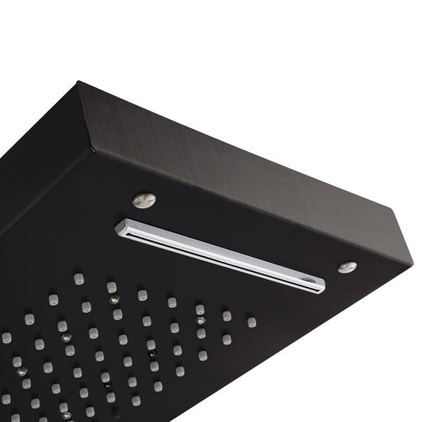 Cu ALightUp 黑色 不锈钢 120cm 分体 淋浴屏 六出水模式 顶部LED灯 6501 N001-9