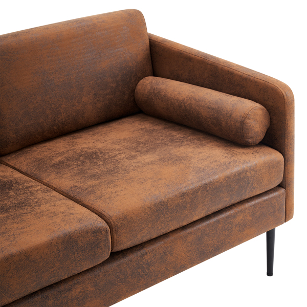 棕色 烫金布 室内双人沙发 134*71*74cm 两人位围椅 带靠枕 N101-28