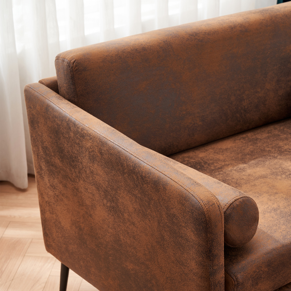 棕色 烫金布 室内双人沙发 134*71*74cm 两人位围椅 带靠枕 N101-14