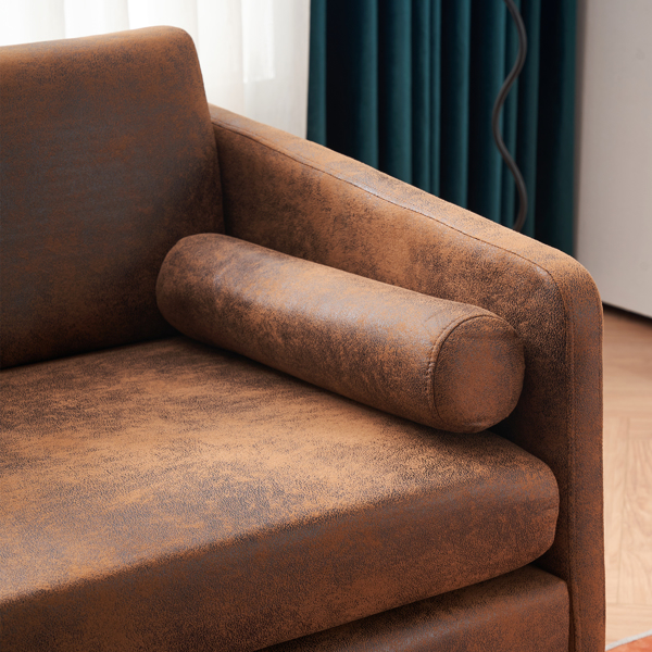 棕色 烫金布 室内双人沙发 134*71*74cm 两人位围椅 带靠枕 N101-13