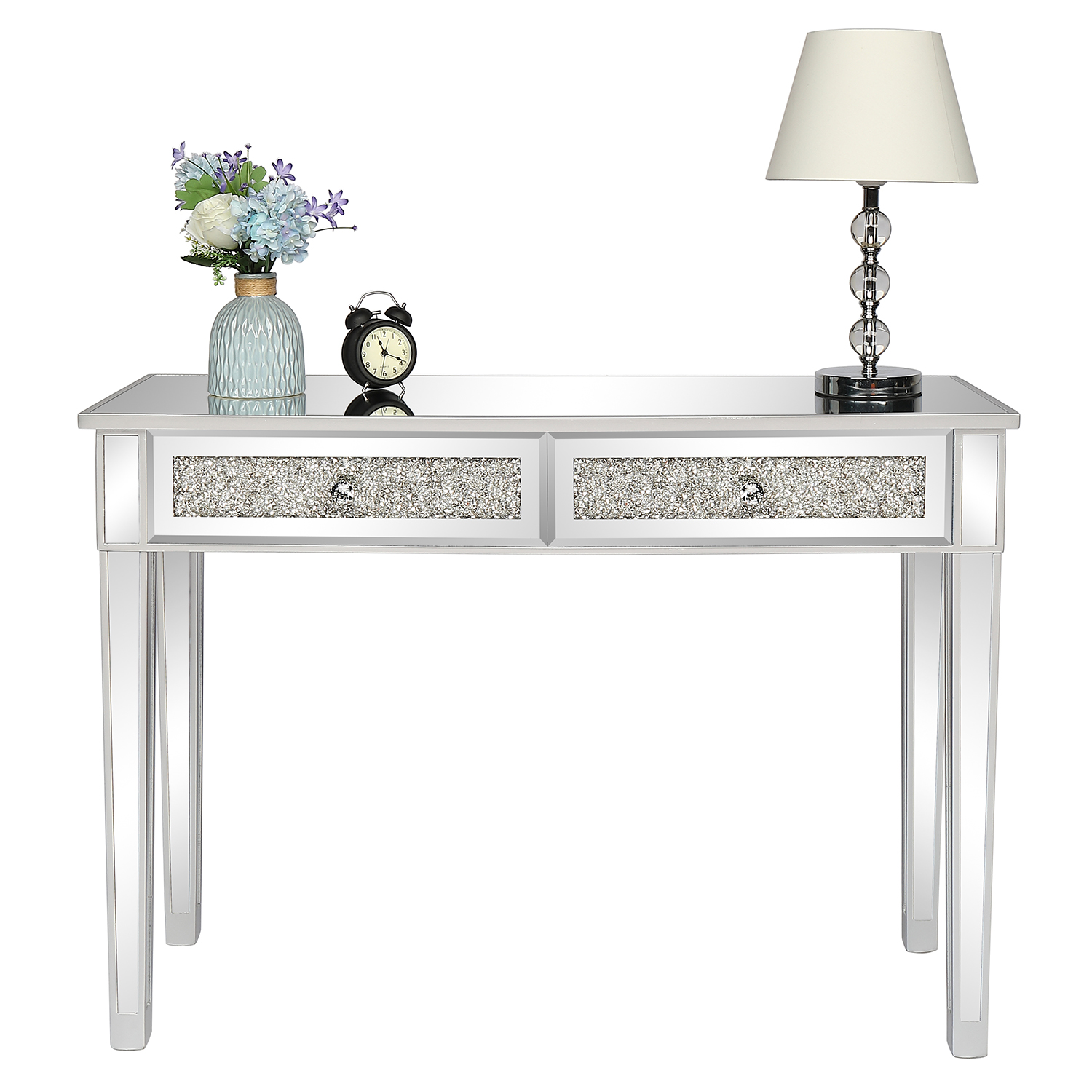 106*38*76cm Modern Mirror Two-Pump Computer Table Silver