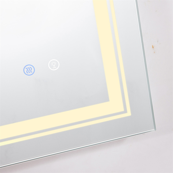 32英寸LED照明浴室壁挂式镜子，具有高流明+防雾单独控制+调光功能-2