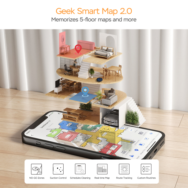 Geek Smart L7 机器人吸尘器和拖把，LDS 导航，Wi-Fi 连接 APP，选择性房间清洁，MAX 2700 PA 吸力，非常适合宠物和更大的家庭（亚马逊禁止销售）-10