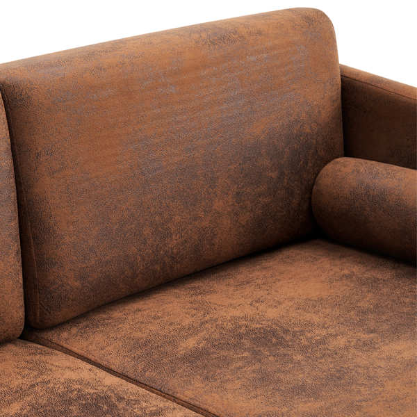 棕色 烫金布 室内双人沙发 134*71*74cm 两人位围椅 带靠枕 N101-21