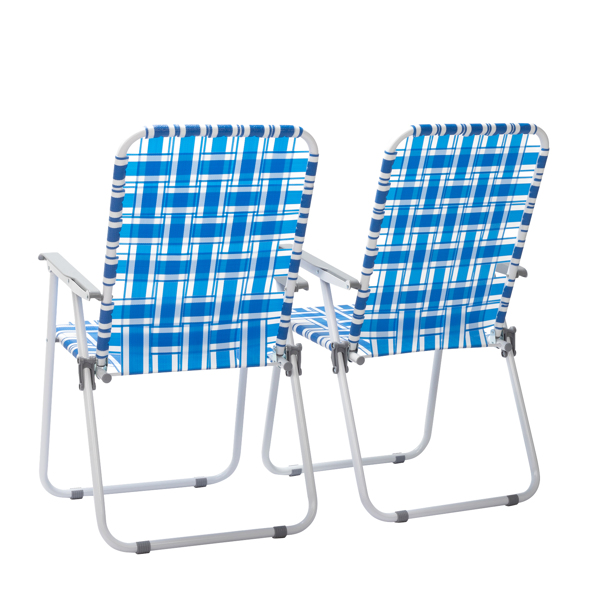 2pcs 湛蓝和白条纹相间 沙滩椅 钢管 PP织带 55*62*92.5cm 120kg N001-7