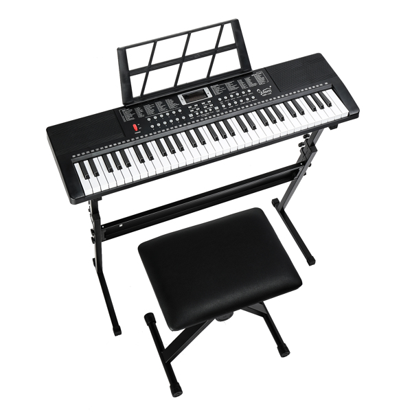 【AM不售卖】Glarry GEP-110（BD-663） 61键 电子琴+支架+琴凳套装 黑色-12
