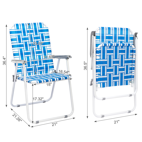 2pcs 湛蓝和白条纹相间 沙滩椅 钢管 PP织带 55*62*92.5cm 120kg N001-47