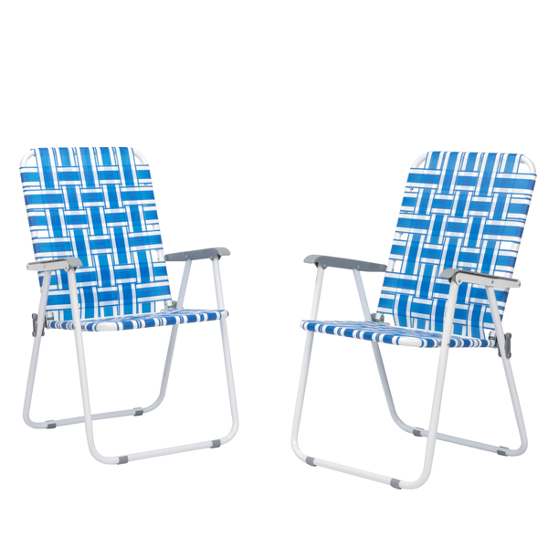 2pcs 湛蓝和白条纹相间 沙滩椅 钢管 PP织带 55*62*92.5cm 120kg N001-30
