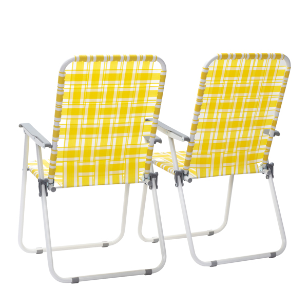 2pcs 黄白条纹相间 沙滩椅 钢管 PP织带 55*62*92.5cm 120kg N001-8