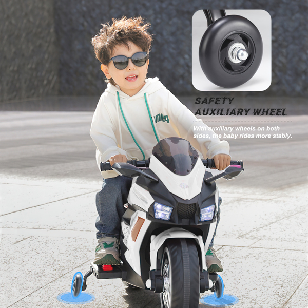12V 电池摩托车，2 轮摩托车儿童可充电乘坐汽车电动车摩托车--白色-13