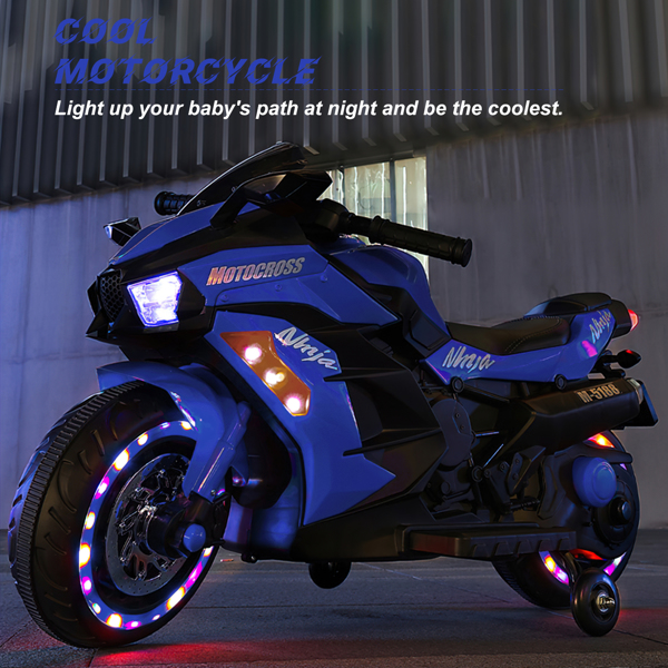 12V 电池摩托车，2 轮摩托车儿童可充电骑乘汽车电动车摩托车--蓝色-15