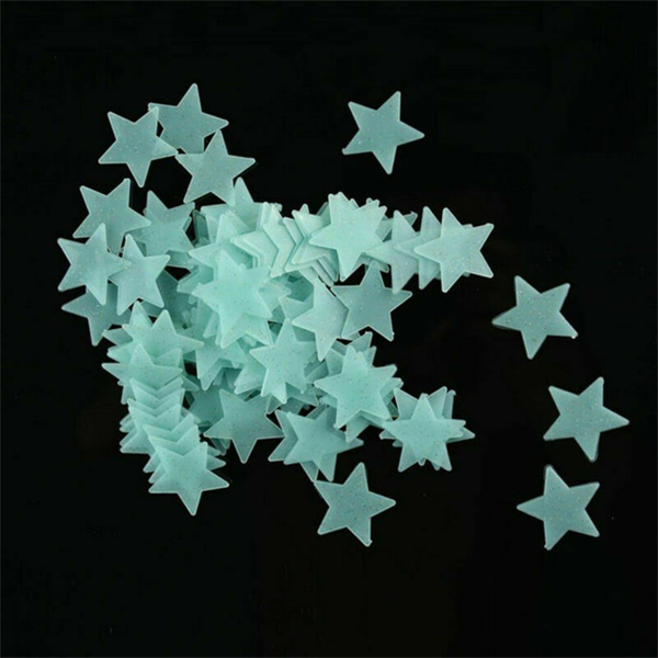 夜光星星荧光贴片墙贴 浅蓝 (1包共100颗星星)-2