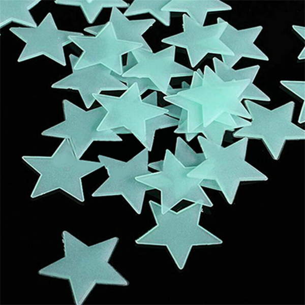 夜光星星荧光贴片墙贴 浅蓝 (1包共100颗星星)-4