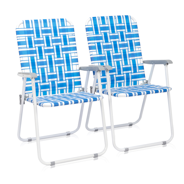 2pcs 湛蓝和白条纹相间 沙滩椅 钢管 PP织带 55*62*92.5cm 120kg N001-25