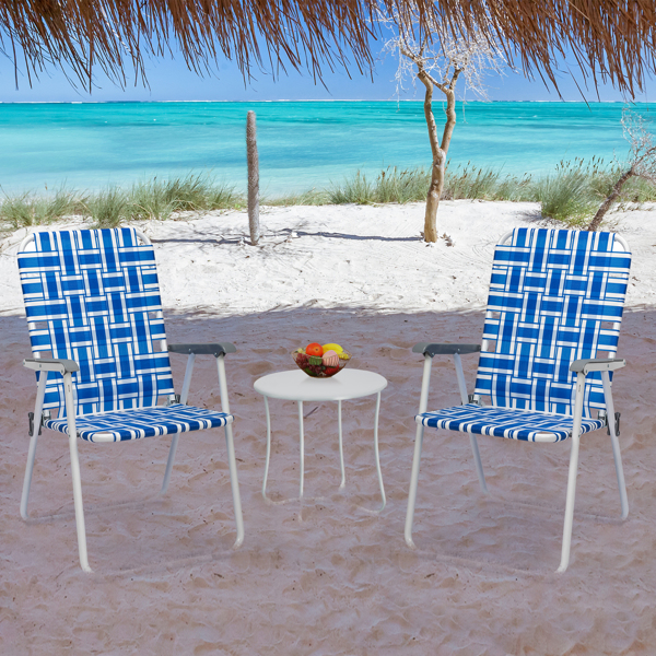 2pcs 湛蓝和白条纹相间 沙滩椅 钢管 PP织带 55*62*92.5cm 120kg N001-46