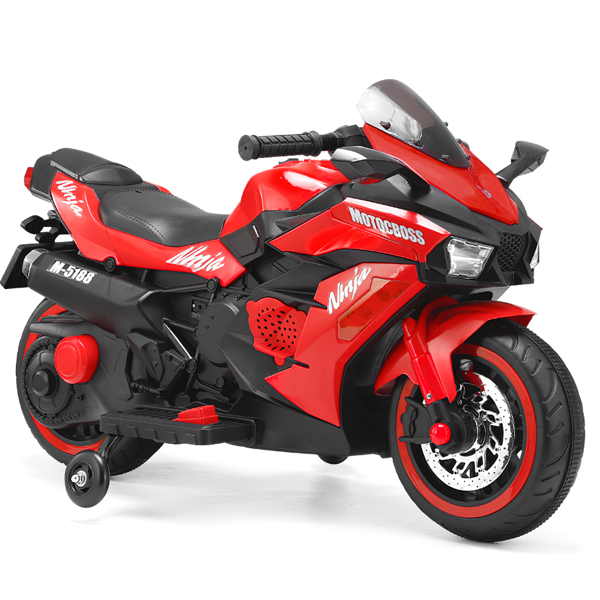 12V 电池摩托车，2 轮摩托车儿童可充电乘坐汽车电动车摩托车--红色-1