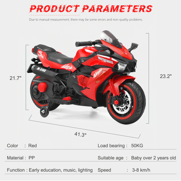12V 电池摩托车，2 轮摩托车儿童可充电乘坐汽车电动车摩托车--红色-18