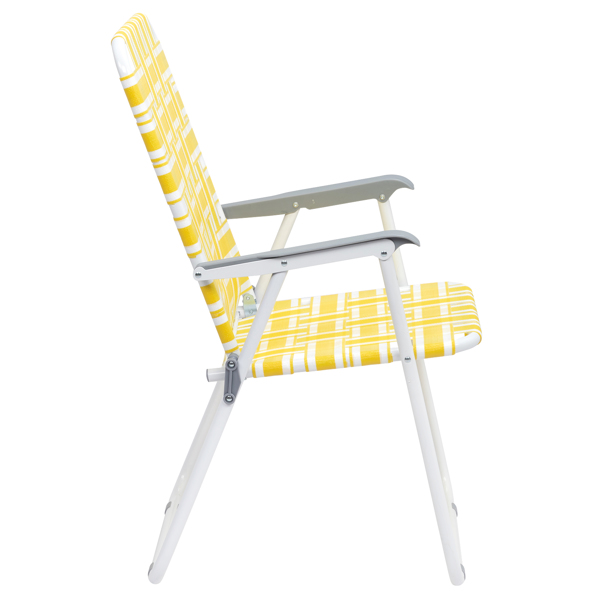 2pcs 黄白条纹相间 沙滩椅 钢管 PP织带 55*62*92.5cm 120kg N001-14