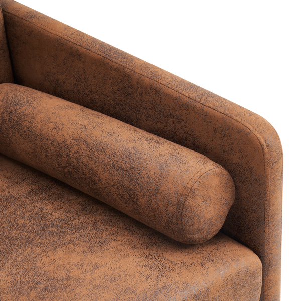 棕色 烫金布 室内双人沙发 134*71*74cm 两人位围椅 带靠枕 N101-23