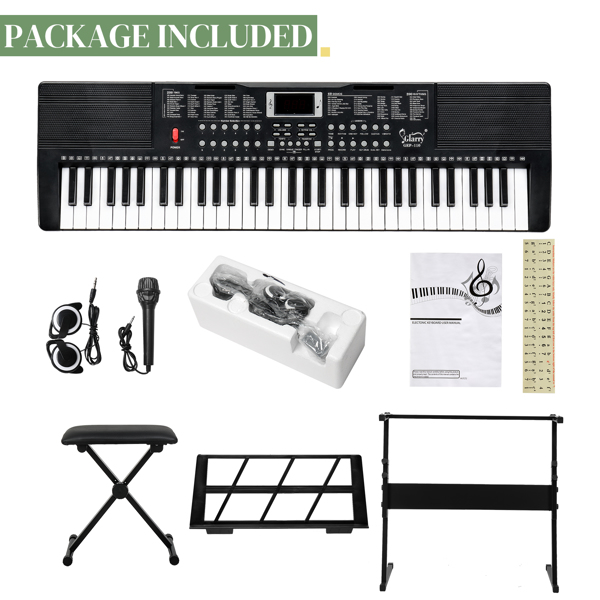 【AM不售卖】Glarry GEP-110（BD-663） 61键 电子琴+支架+琴凳套装 黑色-2