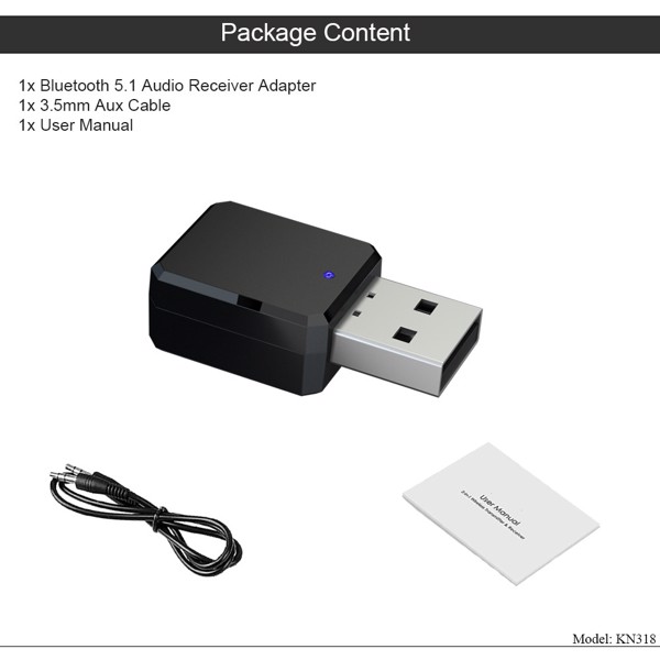 USB 无线蓝牙兼容 5.1 音频接收器适配器音乐扬声器免提通话 3.5 毫米 AUX 车载立体声.跨境爆款-7