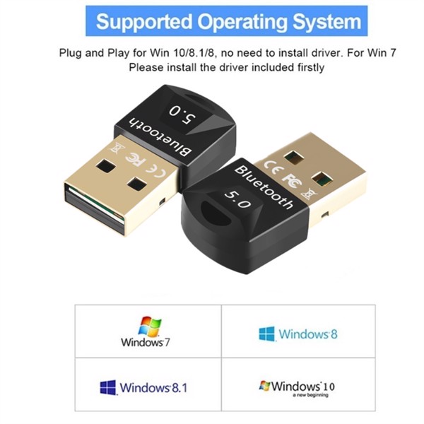 USB 5.0 蓝牙 适配器 接收器 无线蓝牙加密狗 高速发射器 无线USB适配器,适用于计算机 PC 笔记本电脑,跨境爆款-4