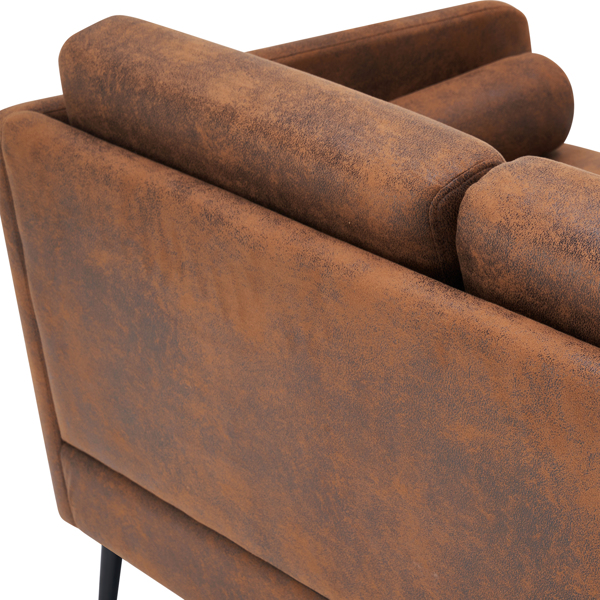 棕色 烫金布 室内双人沙发 134*71*74cm 两人位围椅 带靠枕 N101-19