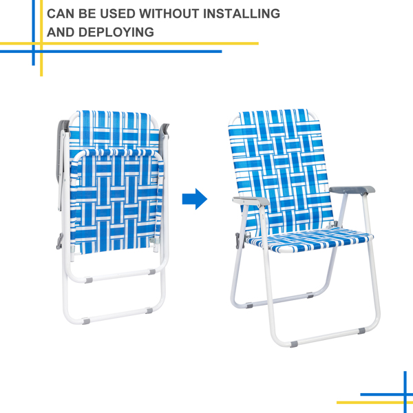 2pcs 湛蓝和白条纹相间 沙滩椅 钢管 PP织带 55*62*92.5cm 120kg N001-5