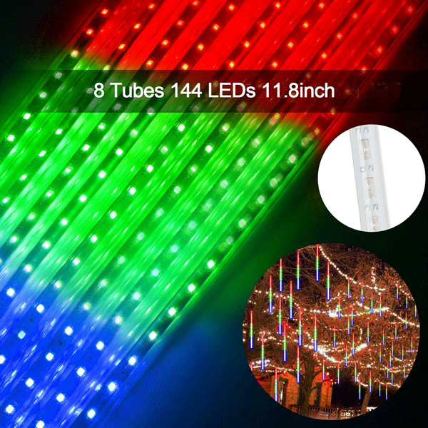 （带电）144 LED芯片 太阳能流星雨串灯 镂空款  彩色-6
