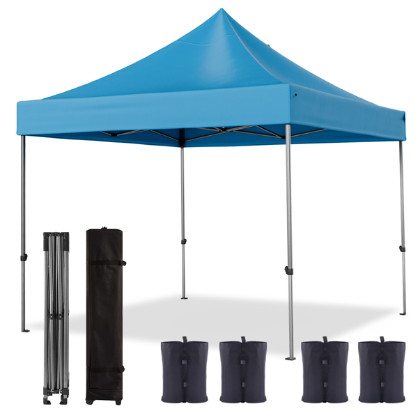 冲天型帐篷 凉棚 遮阳棚 3 x 3M + 4个沙袋 加粗铁架 带涂层的1080D牛津顶布 防水防晒-1