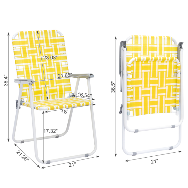 2pcs 黄白条纹相间 沙滩椅 钢管 PP织带 55*62*92.5cm 120kg N001-22
