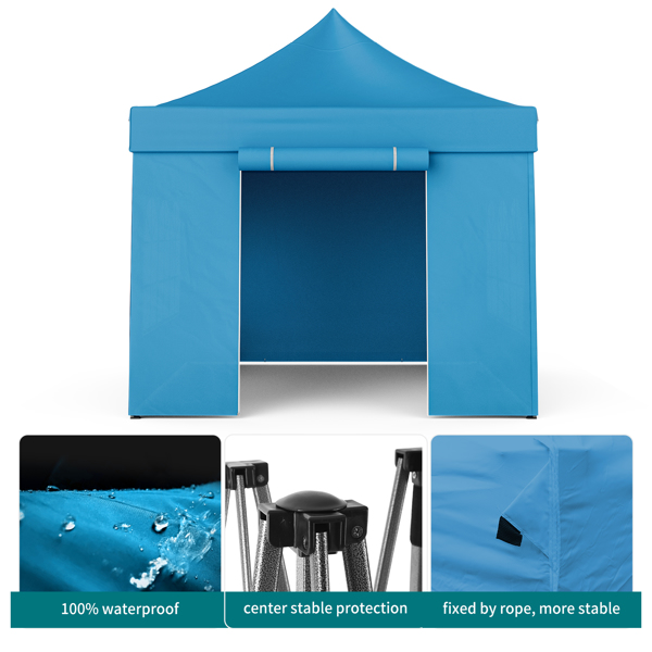 冲天型帐篷 带围布 凉棚 遮阳棚 3 x 3M + 4个沙袋 加粗铁架 带涂层的1080D牛津顶布 防水防晒-3