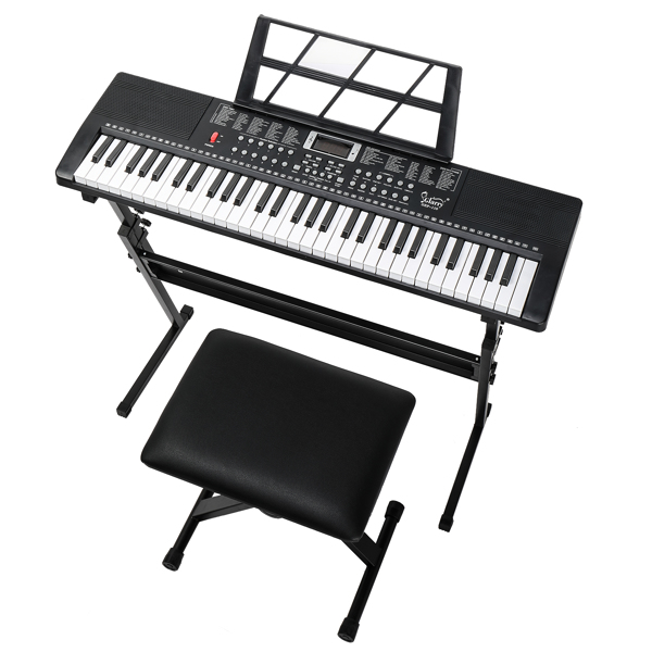 【AM不售卖】Glarry GEP-110（BD-663） 61键 电子琴+支架+琴凳套装 黑色-13