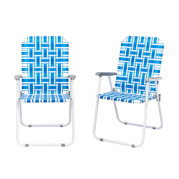 2pcs 湛蓝和白条纹相间 沙滩椅 钢管 PP织带 55*62*92.5cm 120kg N001-27