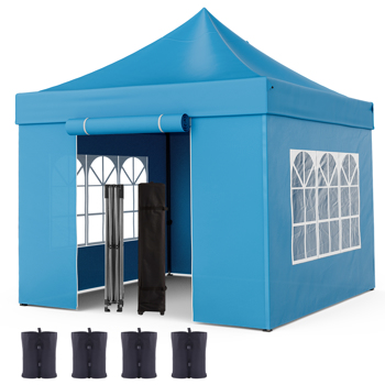 冲天型帐篷 带围布 凉棚 遮阳棚 3 x 3M + 4个沙袋 加粗铁架 带涂层的1080D牛津顶布 防水防晒