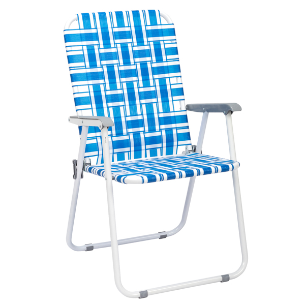 2pcs 湛蓝和白条纹相间 沙滩椅 钢管 PP织带 55*62*92.5cm 120kg N001-33