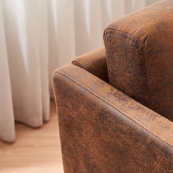 棕色 烫金布 室内双人沙发 134*71*74cm 两人位围椅 带靠枕 N101-17