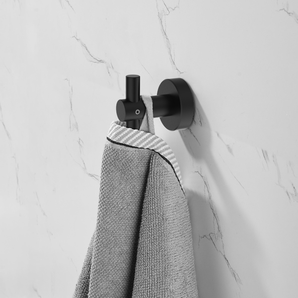 浴室硬件套件，加厚太空铝6件毛巾杆套件-哑光黑色24英寸壁挂式-15