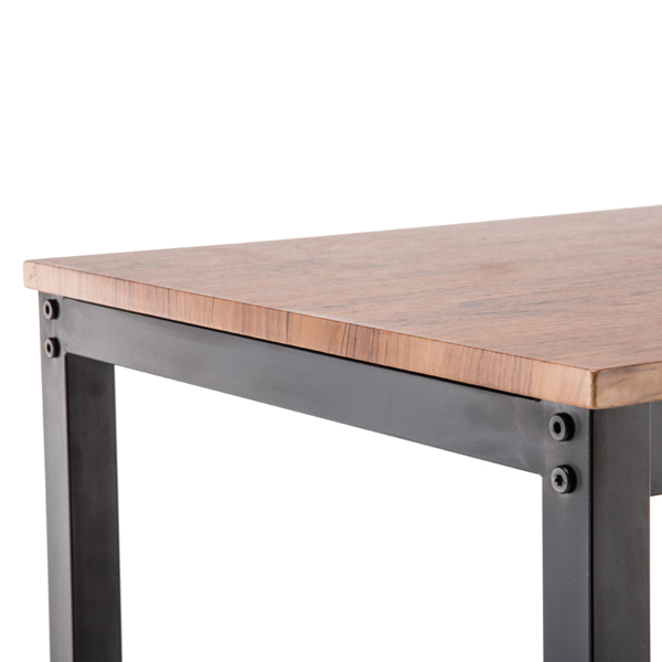 拆装 长方形+圆形座面 餐桌 密度板+铁 棕色木纹+黑色烤漆 100*45*91cm N103-26