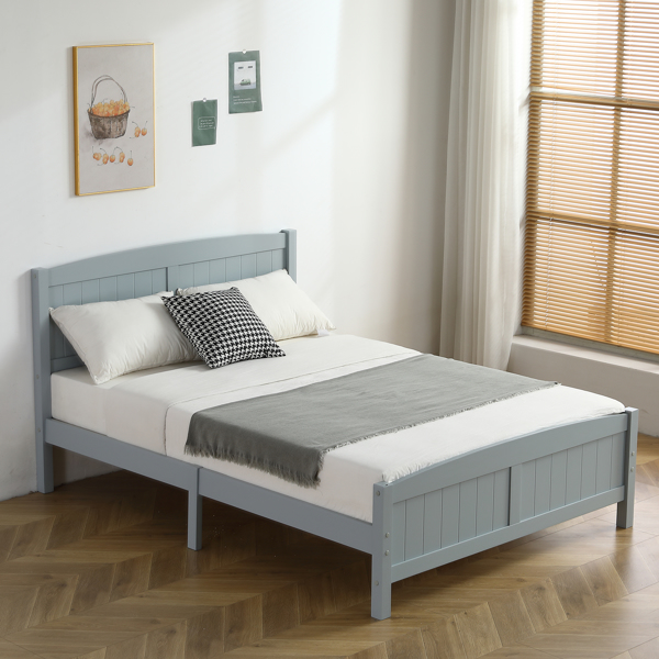 单层芯板竖条纹全板弧形床头带同款床尾 灰色 Full 木床 松木 N101 美国-59