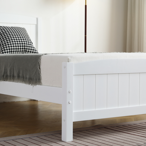 单层芯板竖条纹全板弧形床头带同款床尾 白色 Twin 木床 松木 N101 美国-27