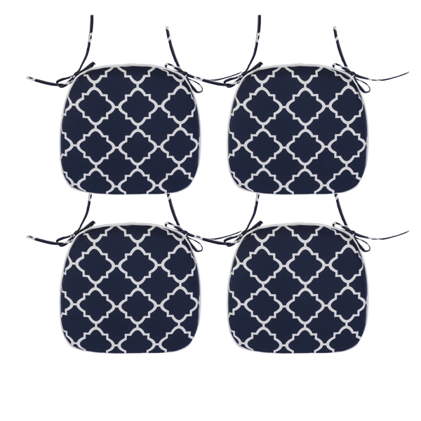 4件套户外椅垫坐垫带系带，露台椅垫（海军蓝色）-8