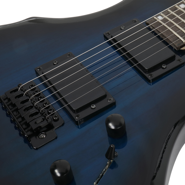 【AM不售卖】Glarry 封闭式双-双拾音器 科技木指板 化蓝色 火焰电吉他+音箱套装-18