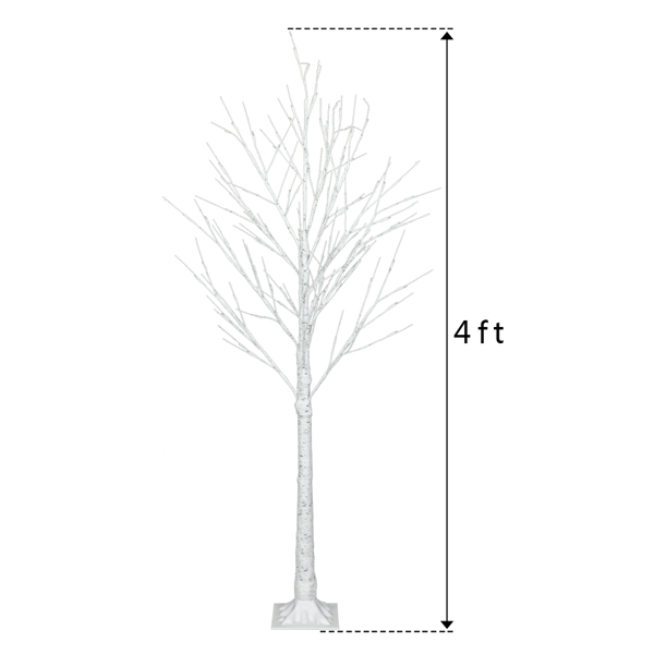 白色 4ft 48灯 48枝头 白桦树造型 塑料材质 圣诞树 英规 N001-15
