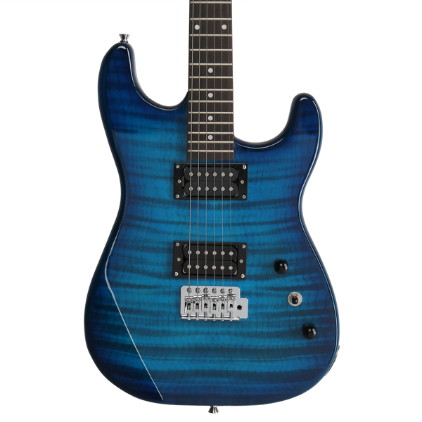 【AM不售卖】Glarry GST 双双拾音器 带虎纹 科技木指板 化蓝色 ST电吉他+音箱套装-66