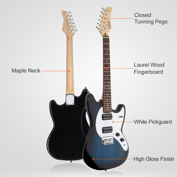 【AM不售卖】Glarry GMF 双-双拾音器 黄酸枝指板 化蓝色-白护板 MF电吉他-4