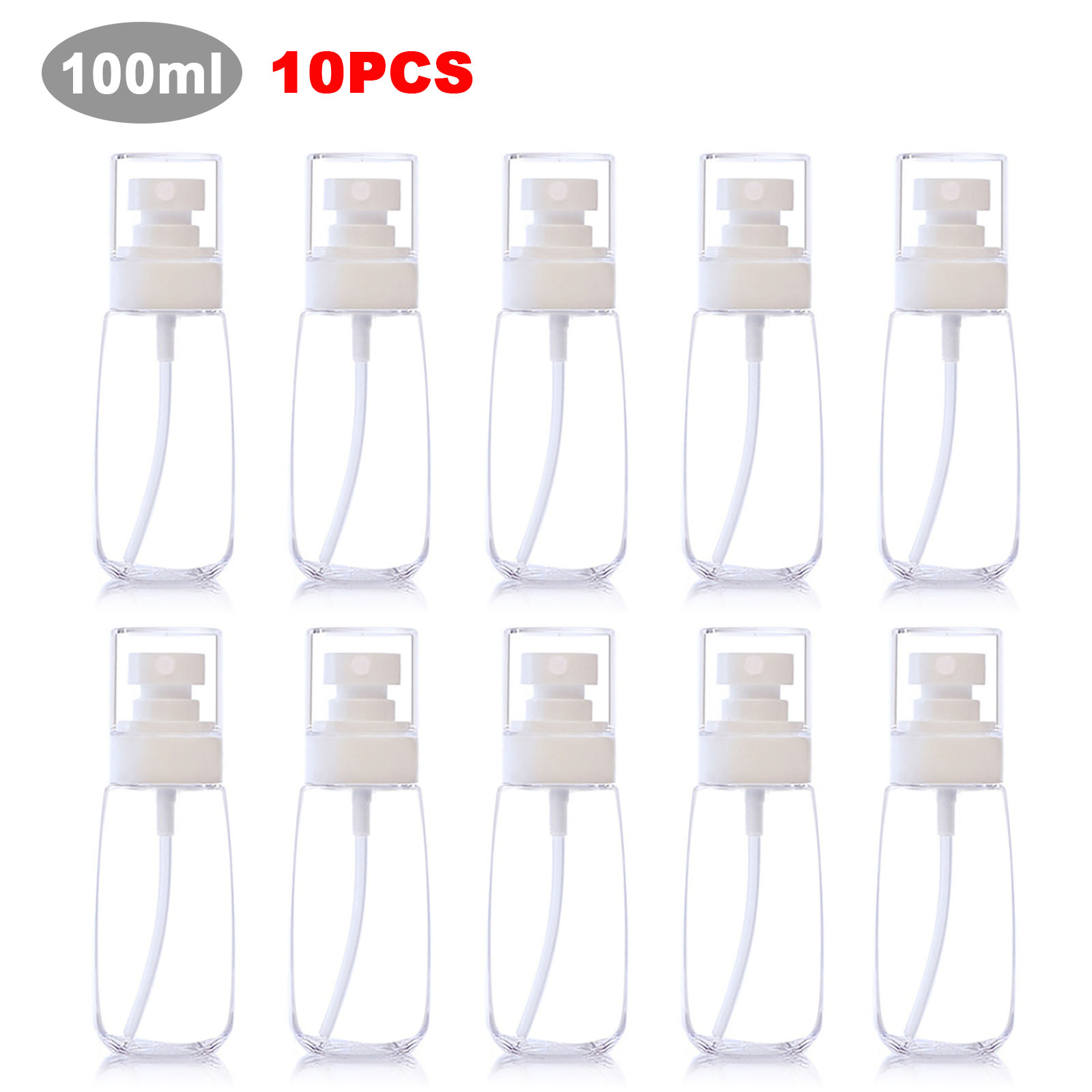 10pcs Travel Transparent Plastic Perfume Atomizer Empty Misty Spray Bottle 100ml