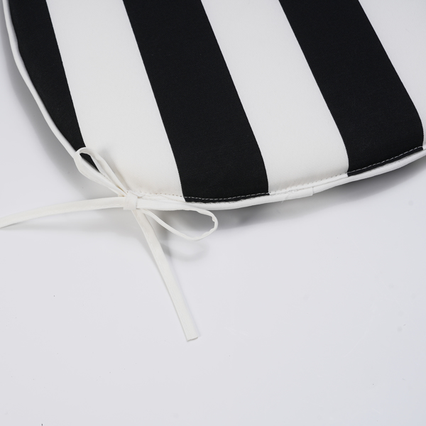 4件套户外椅垫坐垫带系带，露台椅垫（黑白条纹）-14